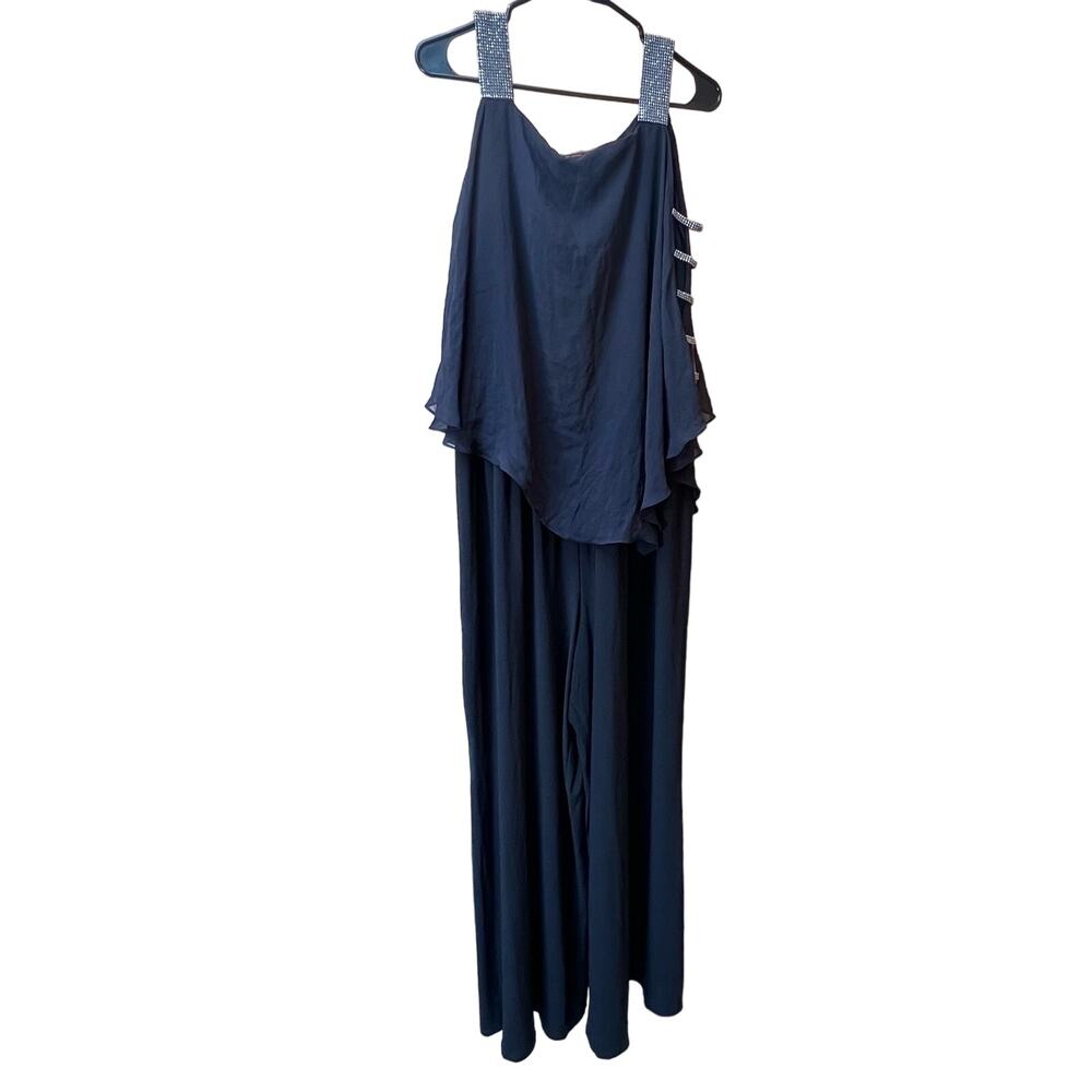JBS Women Elegant Black Wide Leg Jumpsuit w/ Rhinestones Size 2X